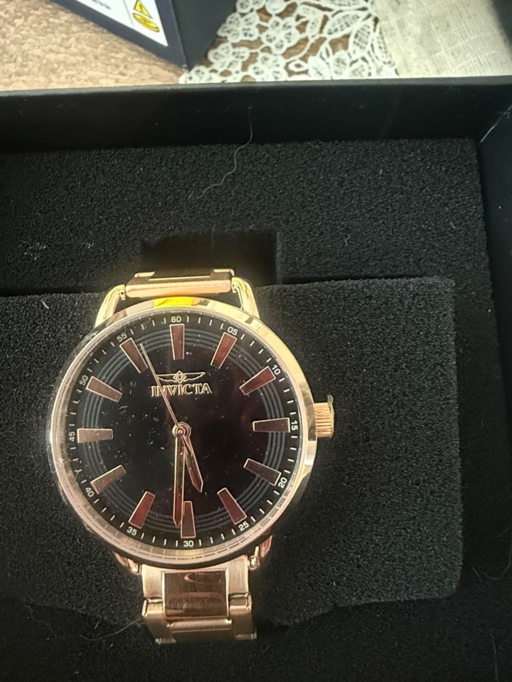 Invicta Rose Gold Watch with Black Dial